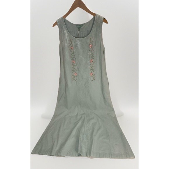 April Cornell Dresses & Skirts - April Cornell NWT Blue Embroidered Floral Tank Midi Dress Cotton Sz  XXS FLAW